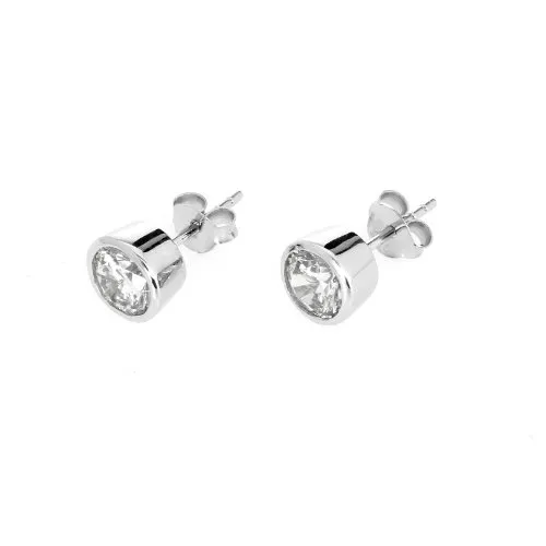Elegante Damen Ohrstecker aus Sterling Silber 925 - Ohrringe für Damen, rhodiniert mit funkelndem Zirkonia Stein in Weiß (7mm) – perfekt für jeden Anlass und verleihen jedem Outfit einen Hauch von Glamour.