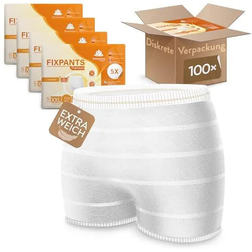 Harmony Care® Fixpants Premium - Extra weiche Netzhosen für Inkontinenz - XXL 100 Stück - Maximaler Komfort und zuverlässige Fixierung für Inkontinenzvorlagen. Die atmungsaktiven Netzhosen bieten ein sanftes Tragegefühl und sind bis zu 50× waschbar. Ideal für den täglichen Gebrauch.