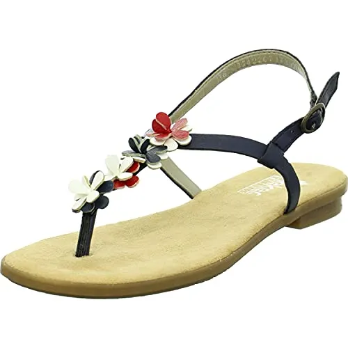 Rieker Damen 64281 Zehentrenner, Blau Kombi, 41 EU