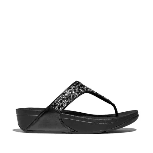 Fitflop Damen Lulu Crystal-Mix Toe-Post Sandale, Schwarz, 40 EU - Wanderschuhe mit ergonomischer Microwobbleboard-Zwischensohle für optimale Dämpfung und Fußgewölbeunterstützung – ideal für Alltagsabenteuer.
