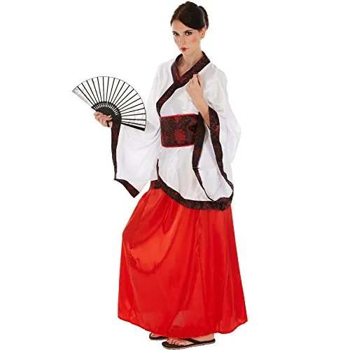 dressforfun Frauenkostüm Asiatin | Glänzender Satinkimono | Fernöstliche Verkleidung | inkl. Hüftbindegürtel (L | no. 301022)