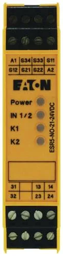 Eaton Sicherheitsrelais ESR5-NO-21-24VDC - Ein- und zweikanaliges Sicherheitsrelais für optimale Sicherheit, 24V DC, abnehmbare Klemmen und TÜV-zertifiziert – ideal für industrielle Anwendungen.
