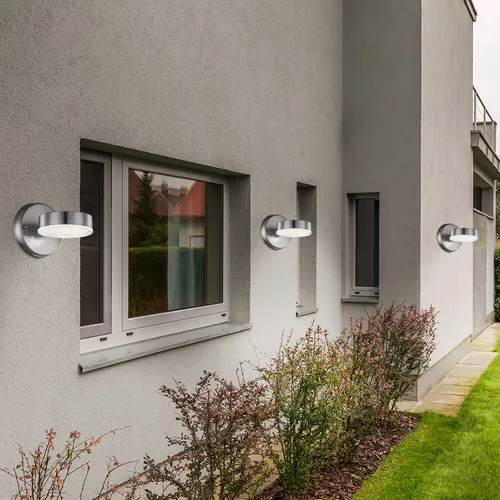 Außenwandlampe Edelstahl 3er Set, LED Fassadenleuchte für Garten und Haustür - Moderne Wandleuchte aus Edelstahl mit 450lm Leuchtkraft, energieeffizient und ideal für die Gestaltung von Außenbereichen. Fest verbaute LED sorgt für 84,5% Energieersparnis.