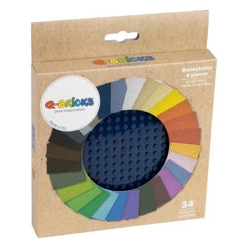 Q-Bricks - Basis Platte 20 x 20 Kartonbox 4 Stück - Farbe Saphirblau