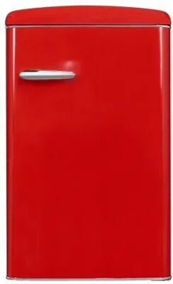 Exquisit RKS120-V-H-160E Stand Retro Vollraumkühlschrank - Kühlschrank im Retro-Design, 54,5 cm breit, mit 122 L Nutzinhalt und praktischer Gemüseschublade für frische Lebensmittel.