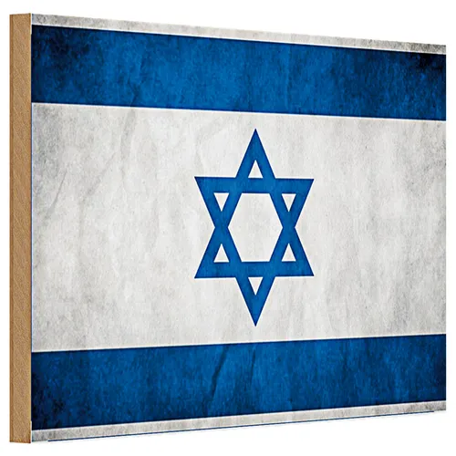 Holzschild Flagge 30x20cm Israel Fahne Wanddeko