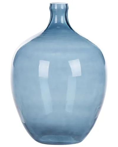 Runde Blumenvase aus gefärbtem Glas - Handgefertigt in Blau, 39 cm von Roti - Vasen - Handgefertigte, halbtransparente Blumenvase in modernem Design, ideal für frische oder künstliche Blumen und als stilvolle Dekoration.