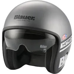 Blauer Pilot 1.1 06 Jethelm, schwarz-grau, Größe S für Männer - Hochwertiger Jethelm mit Fiberglas-Außenschale, ideal für Männer. Ausgestattet mit Ratschenverschluss und Schnellverschluss-System für sicheren Tragekomfort.