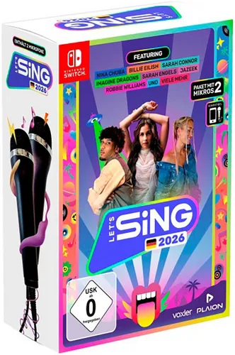 Lets Sing 2026 + 2 Mics für Nintendo Switch - Partyspiel für Nintendo Switch mit 2 Mikrofonen – perfekt für unvergessliche Karaoke-Abende mit Freunden und Familie!