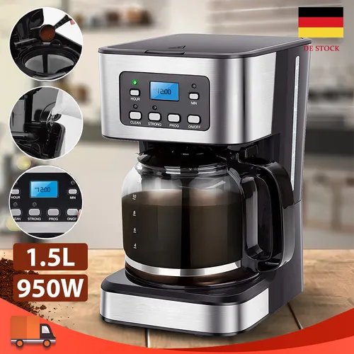 Klarstein Filterkaffeemaschine 1.2l - Kaffeemaschinen mit 1,2 Litern Fassungsvermögen für bis zu 12 Tassen Kaffee, einfache Bedienung dank Touch-Oberfläche und integrierter Timerfunktion.