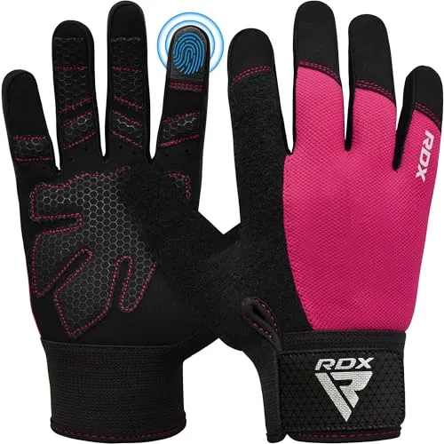 RDX Fitness Handschuhe Vollfinger für Damen und Herren - Handschuhe für Fitness mit Touchscreen-Technologie, ideal für Gewichtheben und Powerlifting. Langlebige Baumwolle und silikonverstärkter Griff bieten Komfort und Schutz.