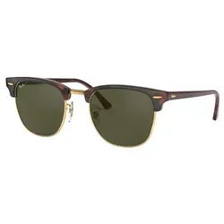 Ray-Ban Herren Clubmaster Sonnenbrille - Braun (Tortoise) mit grünem Glas - Sonnenbrille für Damen, stilvolles Design und inklusives Etui für optimalen Schutz und Aufbewahrung.