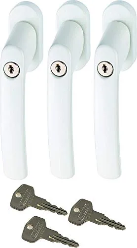 ABUS FG200 W SB abschließbarer Fenstergriff, weiß im Set 3 Stück