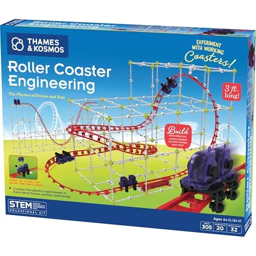 Thames & Kosmos, 625417, Roller Coaster Engineering, The Physics of Forces and Fun, Build Your Own Working Roller Coaster, Ages 8+