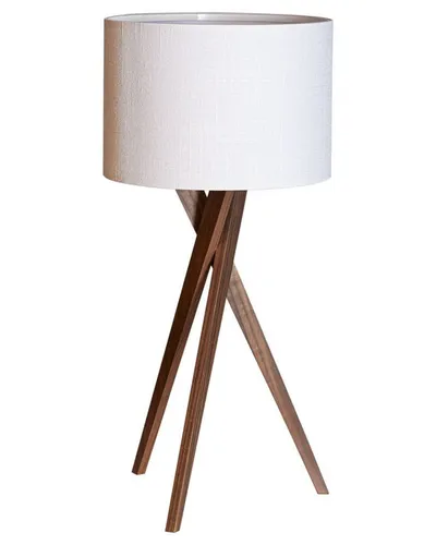 Licht-Erlebnisse Nachttischlampe MIKKEL, ohne Leuchtmittel, Dreibein 55 cm Holz Stoff E27 Walnuss Weiß Skandinavisch