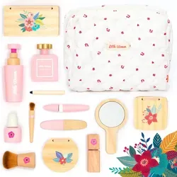 UMU® Make-upset aus Holz 15-teilig - Kosmetikkoffer für kreative Kinder - 15-teiliges Holz-Make-Up Set für Kinder ab 2 Jahren, fördert Kreativität und motorische Fähigkeiten durch realistische Spielzeuge wie Spiegel und Pinsel. Perfekt für kleine Beauty-Experten!