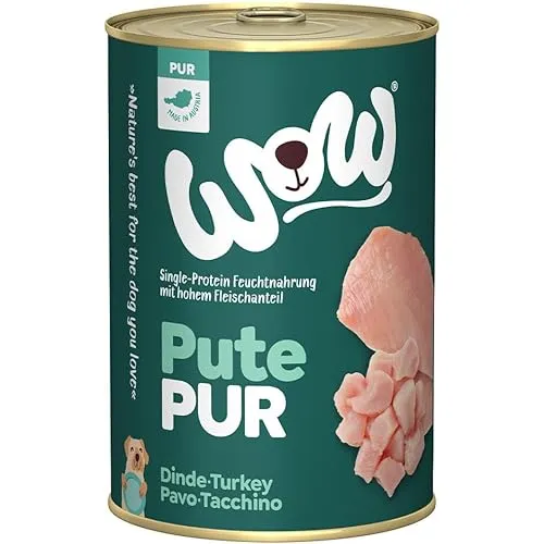 WOW PUR Nassfutter 100% Gemüse & Obst 6x400g | veganes Hundefutter für alle ausgewachsenen Hunderassen | Beste Qualität zur Barf - Ernährung mit frischem Fleisch I getreidefrei & hohe Verträglichkeit