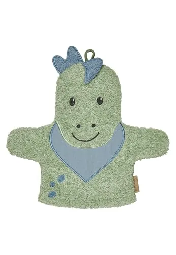 Sterntaler Waschhandschuhe Dino Rexi - Frottee Babywaschhandschuh aus saugfähiger, weicher Baumwolle - Waschlappen in Dinoform - Baby und Kinder Waschlappen, eisgrün