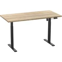 VCM Schreibtisch E-Lona - elektrisch höhenverstellbar - Kinderschreibtisch in Sonoma-Eiche/Schwarz, stufenlos von 71 bis 120 cm höhenverstellbar für ergonomisches Arbeiten und individuelles Wachstum.
