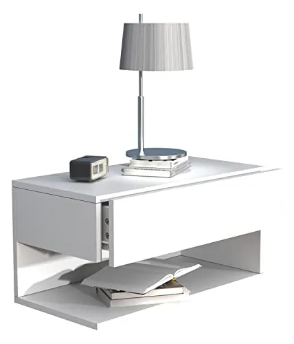 VCM Nachtschrank Usal XL - Hängendes Wandboard mit Schublade - Nachttisch mit praktischer Wandschublade, Maße ca. H. 30 x B. 60 x T. 32 cm. Ideal für stilvolle Schlafzimmergestaltung und zusätzlichen Stauraum.