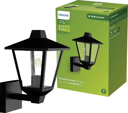 Philips Kinno Wandleuchte für den Außenbereich - Wetterfeste Außenlampe mit IP44 Schutz, aus langlebigem Aluminiumdruckguss, ideal für individuelle Lichtgestaltung ohne Leuchtmittel.