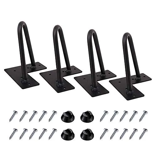 MSOBAIW Schrankfüsse 10cm, Haarnadel Tischbeine Metall Schwarz 4er Set, Möbelfüße Hairpin Legs für Schrank, 3/8