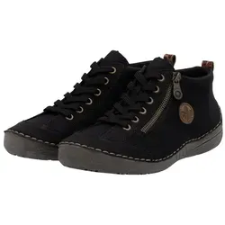 Rieker Damen Stiefelette Schnürboot 52514 - Sportliche Laufsohle, Schwarz - Wanderschuhe mit RIRICON-Sohle für rutschfesten Halt und maximalen Komfort. Der praktische Reißverschluss und die Schnürung sorgen für eine optimale Passform und einfachen Einstieg.