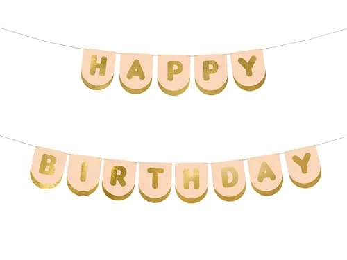 Happy Birthday Girlande 13x150cm - Banner Deko - Geburtstagsgirlande für Kindergeburtstag Geburtstag - Geburtstagsdeko & Partyzubehör - Rosa Gold
