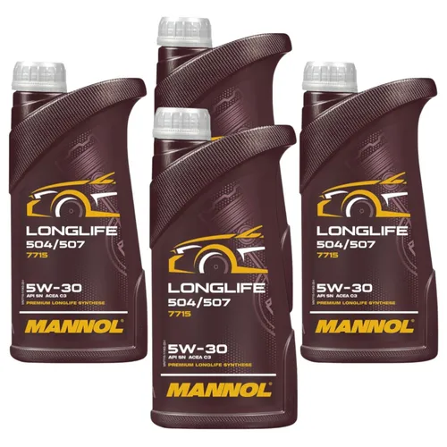 4x1 Liter MANNOL Longlife 504/507 5W-30 Motoröl API SN ACEA C3 7715 synthetic