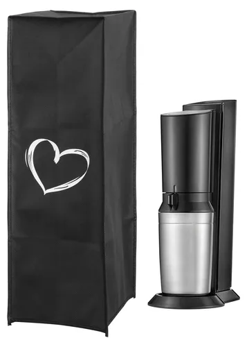 kwmobile Hülle kompatibel mit Soda Stream Crystal 2.0 - Wassersprudler Abdeckhaube - in Weiß Schwarz Herz Brush