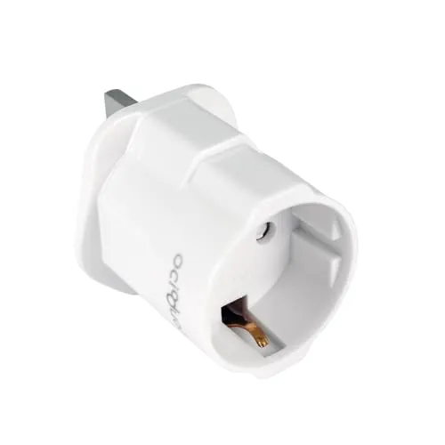 OcioDual Europäischer zu UK Stecker Adapter, Reisestecker Adapter, Typ C, E und F zu Typ G Stecker, Modell YD-1310, 250V/13A Weiß, 2-Pin zu 3-Pin Konverter, CE/RoHS Zertifizierung.