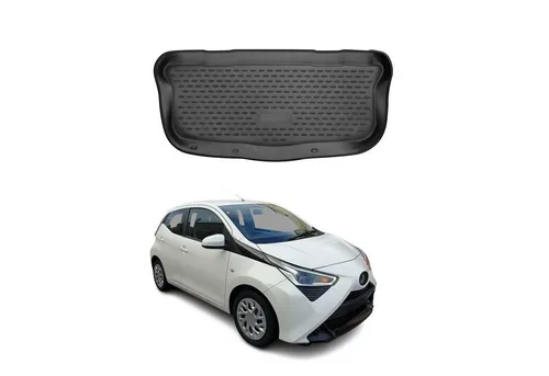 Kofferraummatte für Toyota Aygo 2014-2022 – Gummi TPE Schwarz - Hochwertige Kofferraumwanne aus wasserfestem TPE, hitze- und kältebeständig. Ideal für perfekten Kofferraumschutz und einfache Reinigung.