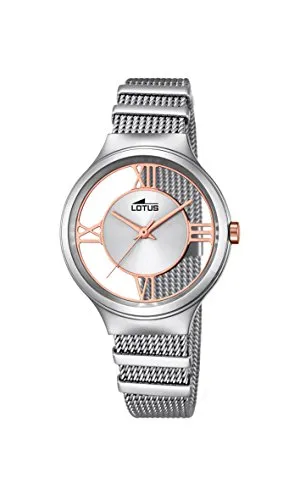Lotus Damen Uhr Analoge aus Edelstahl 316L Silber - Quarzwerk - Mineralglas Hochresistent - 5 ATM Wasserdicht - Special Prices 18331/1