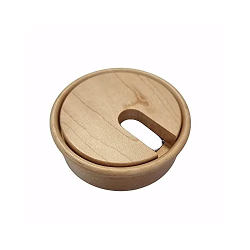 Gedotec Kabeldurchführung Buche Holz lackiert | Plain | 1 Stück runde Kabeldurchlässe | Kabeldose Bohr-Ø 80 mm | Kabelführung zum Einkleben in Arbeitsplatte | Schreibtischkanal - Kabeldurchlass