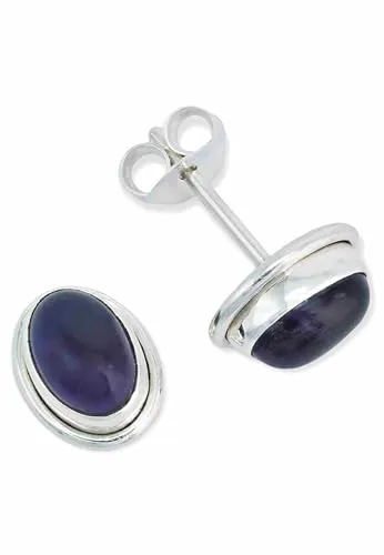 Ohrstecker 925 Silber Amethyst lila Stein Edelstein Ohrringe echt Silber Damen Sterling Silber Stecker Geschenk(MOS-039-01)