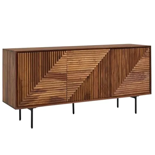 Massivholz Design Sideboard 150cm aus Sheesham mit 3 Türen in braun von FineBuy