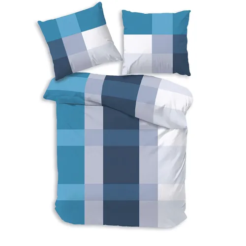 Träumschön Premium Bettwäsche 155x220 - Kariertes Design Blau - Bettwäsche-Set aus atmungsaktiver Baumwolle, ideal für warme Sommernächte. Öko-Tex zertifiziert, pflegeleicht und bügelfrei für langanhaltende Farbbrillanz.