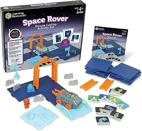 Learning Resources Deluxe-Aktivitätsset „Programmierbarer Weltraum-Rover“, Programmieren für Kinder, Mint-Spielzeug für das Klassenzimmer, Geschenke für Kinder ab 4 5 6 7 8 Jahren, Jungen und Mädchen