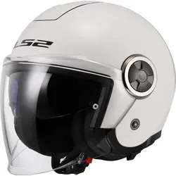 LS2 Jet-Motorradhelm CLASSY SOLID Gloss White, S - Motorradhelm mit leichtem Design (1200 g) und sicherer KPA/EPS-Schale, ausgestattet mit integrierter Sonnenblende und hypoallergenem Innenraum für höchsten Komfort.