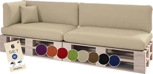 sunnypillow Palettenkissen Outdoor 6er Set