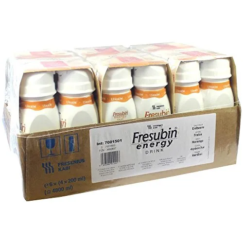 Fresenius Kabi Fresubin Energy Drink Erdbeere 200 ml - Arzneimittel: Eiweißreiche Trinknahrung mit hoher Energiedichte, ideal zur ergänzenden oder ausschließlichen Ernährung, versorgt bedarfsgerecht mit Vitaminen und Spurenelementen.