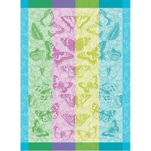 Garnier-Thiebaut Geschirrtuch Beaux Papillons in Aquatique - Hochwertiges Geschirrtuch aus 100% Baumwolle. Ideal für die Küche, mit buntem Jacquard-Muster und praktischen Maßen von 56x78 cm. Perfekt für den täglichen Gebrauch.
