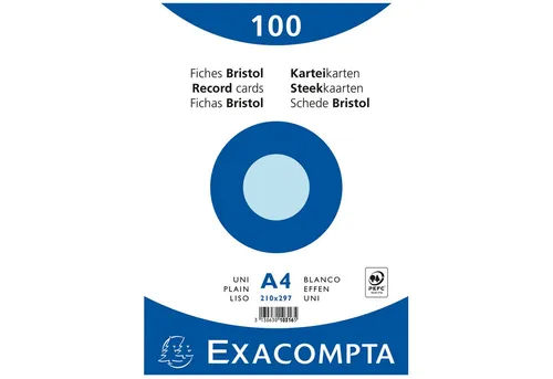EXACOMPTA Karteikarten Karteikarte 10316E DIN A4 blanko blau 100 Stück