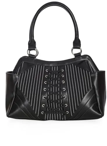 Banned Alternative Black Core Pinstripe Frauen Handtasche schwarz