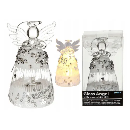 Glas Deko Figur Engel Schutzengel betet mit LED Licht Dekoration Geschenk