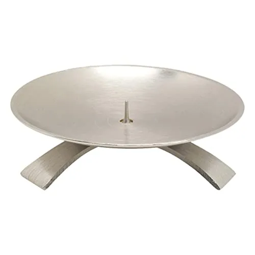 NKlaus Dreifußleuchter Ø11,5cm - Messing vernickelt - Eleganter Kerzenständer aus mattem Messing, ideal für Altar oder Deko. Mit einem Durchmesser von 11,5 cm und einem schlanken Dorn für sicheren Halt.