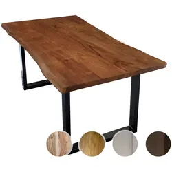 SIT Möbel Baumkante-Esstisch 140 x 80 cm - Esstisch aus nussbaumfarbiger Akazie mit individueller Baumkante, ideal für ein stilvolles Esszimmer. Robustes Stahlgestell in modernem Schwarz sorgt für Stabilität und eleganten Look.