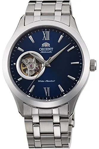 Orient Herren Analog Automatik Uhr FAG03001D0 - Elegante Herren Armbanduhr mit grauem Edelstahlgehäuse, blauem Ziffernblatt und 5 bar Wasserdichtigkeit - ideal für den täglichen Gebrauch.