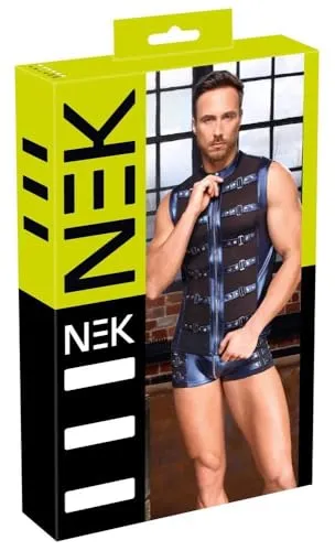 Nek Herren Shirt, Metallicblau/Schwarz, XL von NEK