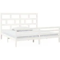 vidaXL Massivholzbett Weiß Kiefer 200x200 cm - Stilvolles Massivholzbett aus Kiefernholz, ideal für ein modernes Schlafzimmer. Robuste Latten sorgen für optimale Matratzenstabilität. Lieferung umfasst nur den Bettrahmen, Matratze nicht enthalten.
